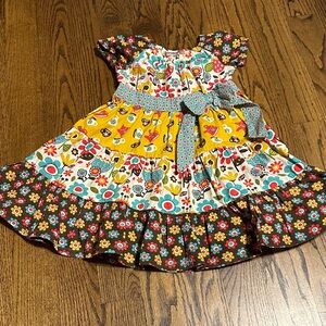 Jelly The Pug Vibrant Floral Kids Dress